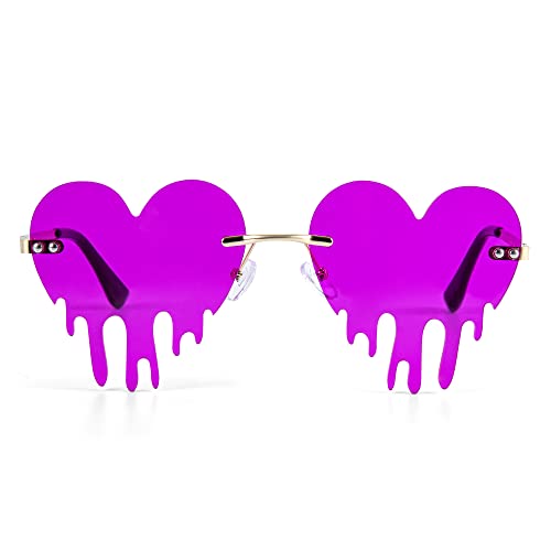 Melting Heart Sunglasses for Men/Women Rimless Irregular Party Unique Sun Glasses2