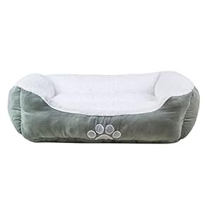 long rich Rectangle Pets Bed with Dog Paw Embroidery, 25 X21, Teal Color, by Happycare Textiles (HCT REC-006)