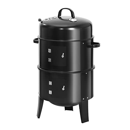 Asadores Para Barbacoas Laneetal Ahumador Barbacoa de Carbón, Asador Parrillas con Puertas, Barbacoa Redonda con Rejillas, Gran Capacidad para...