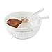 Mud Pie Dolomite, wood Don't Stop Be-Leafing Salad Bowl Set, 32 oz, White, brown
