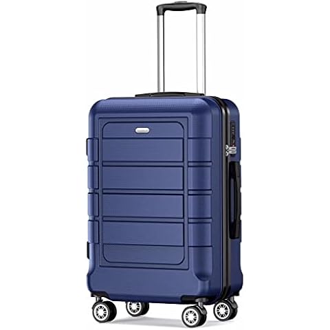 SHOWKOO Carry-On Luggage PC+ABS Durable Hardside Suitcase with Spinner Wheels TSA LOCK, 20-Inch, Blue, Blue, Carry-on Luggage Pc+abs Durable Hardside Suitcase With Spinner Wheels Tsa Lock Cover
