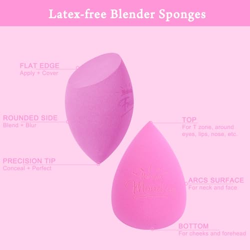 Image of Real Perfection Makeup Sponge Set Blender Sponges, Latex-Free Beauty Makeup Sponges 7 pcs with 1 Travel Container Case for Blending Foundation Liquid Cream and Powder (Pink)