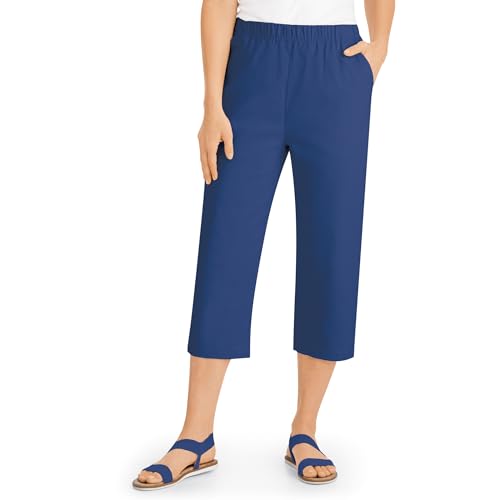 Collections Etc Versatile Women's Pull-On Elasticized Waist Twill Capris