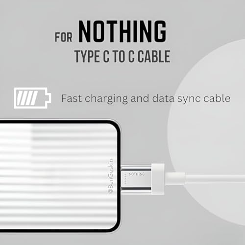 Image of Original 65W USB C to Type C Fast Charging Cable Compatible for Nothing Phone 2 /2A /2A Plus /1 /Cmf Phone 1 /Galaxy S24 /25 Series /CMF /Buds /Laptops & Other Type C Device, Fast Data Transfer Cord