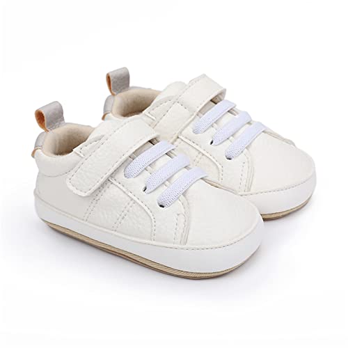 Image of SOFMUO Baby Boys Girls High Top Ankle PU Leather Sneakers Soft Rubber Sole Infant Moccasins Newborn Oxford Loafers Anti-Slip Toddler Wedding Uniform Dress Shoes