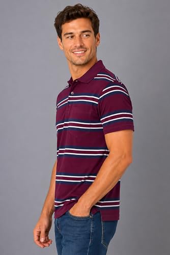 Image of SANE ORIGINALS Half Sleeve Polo T-Shirt for Men with Pocket || Stripe Collar and Pocket T-Shirt for Men Half Sleeves