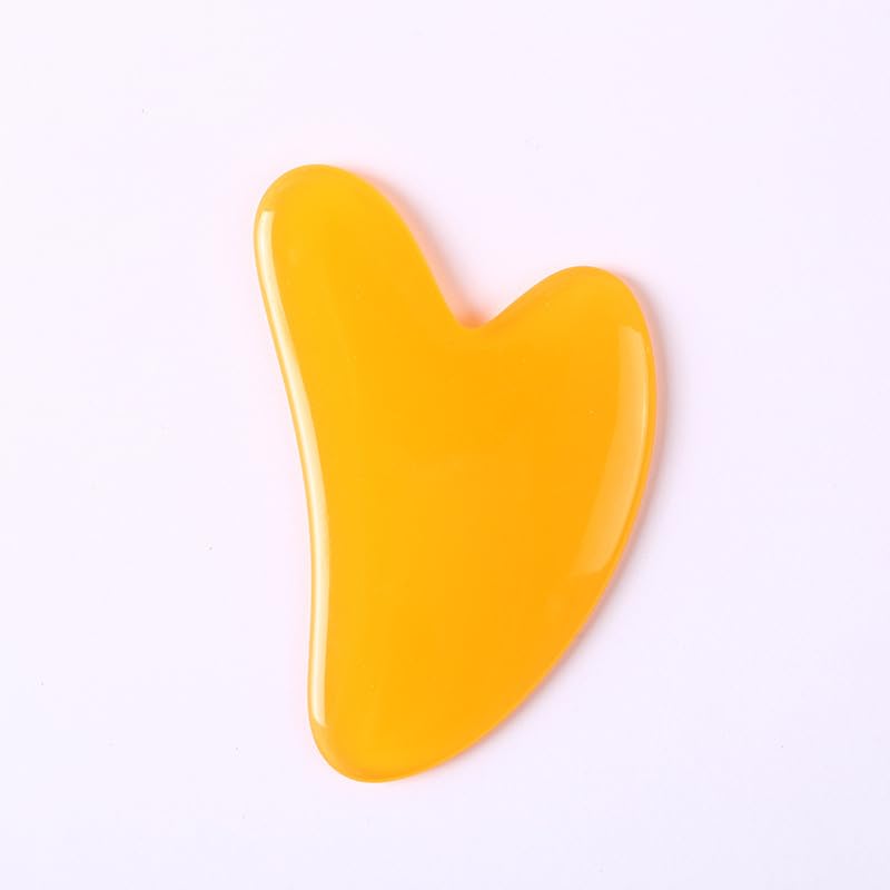 Resin Heart Shaped Scraping Board Imitation Jade Gua Sha Board Gua Sha Facial Massage Tool for Face and Body Treatment,Yellow