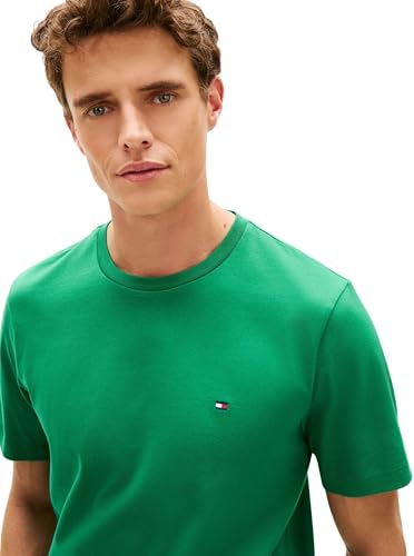 Tommy Hilfiger Herren T-Shirt Kurzarm Seasonal Solid Tee mit Rundhalsausschnitt, Grün (Nouveau Green), M – Ansicht 4