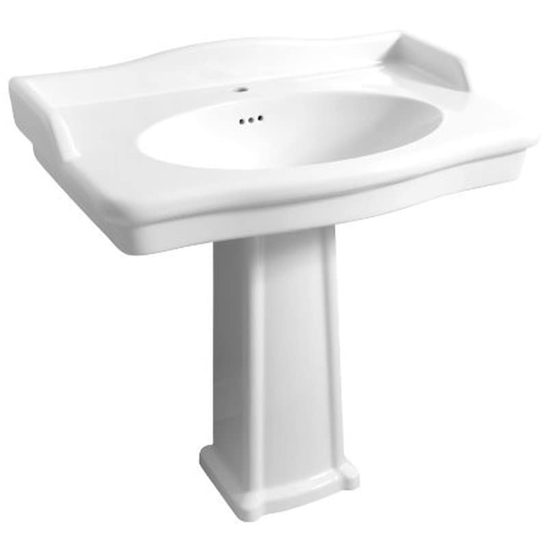 Lavabo sur Colonne Louxor Blanc Sarreguemines Robinetterie 3 trous