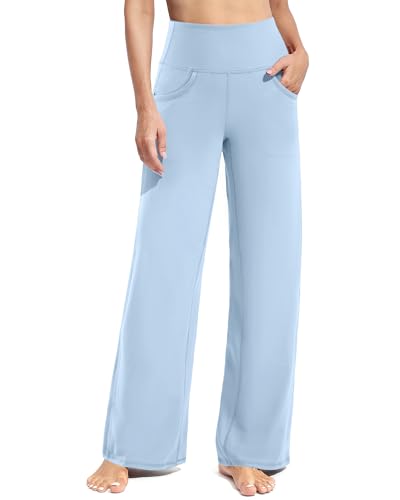 Image of Promover Wide Leg Pants Woman Yoga Pants with Pockets Stretch Loose Casual Lounge Sweatpants Petite /Regular /Tall