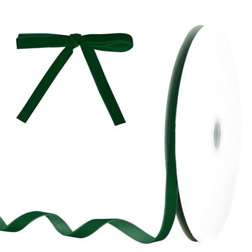 Cinta Terciopelo,1cm X 22m Cinta De Terciopelo Para Regalos Y Lazos | Ideal Para Manualidades, Navidad, San Valentín Y Decoración（Verde oscuro）