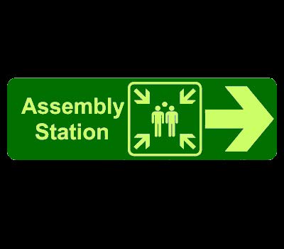 ES ASSEMPLY Station Glow Sign Board Emergency Sign Waterproof Metallic Matte Finishing Safety Signature Board with Strong Double Sided Tape for Walls Removable
