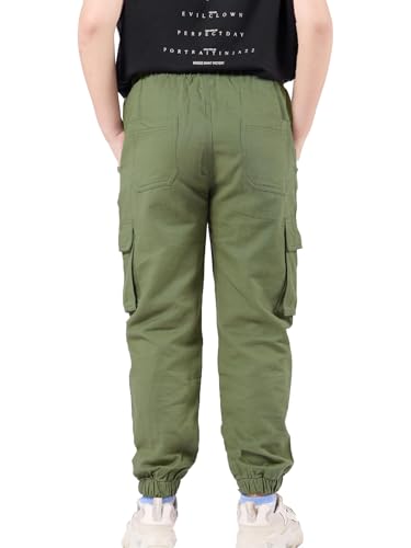 Image of NATUST Boys Cargo Joggers Drawstring Jogging Pants Kids Elastic Waist Trousers 5-14 Years