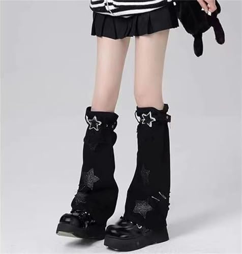 Image of HeiBai Xiong Punk Leg Warmers Women Hippie Gothic Y2k Harajuku Goth