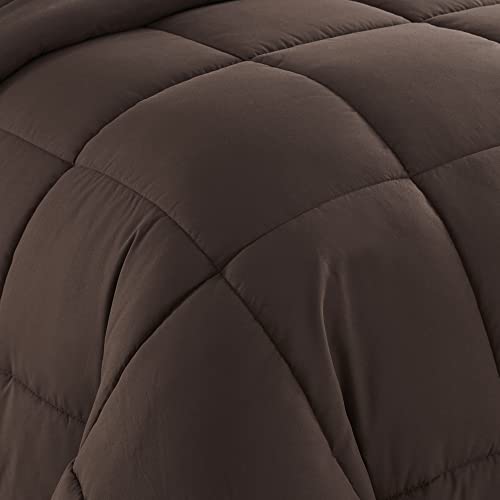 Sweet Home Collection 7 Piece Comforter Set Bag Solid Color All Season Soft Down Alternative Blanket & Luxurious Microfiber Bed Sheets, Brown, Twin Xl #TOP3