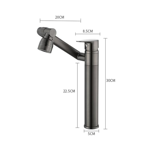 Robinet de lavabo haut gris contre les éclaboussures pivotant 1080°