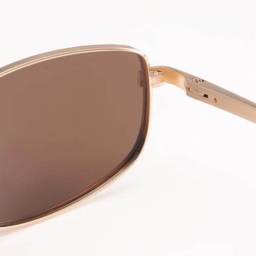 Retro Rectangle Polarized Sunglasses for Women Men UV400 Vintage Metal Frame, Classic Trendy Outdoor Shades DG509-20254