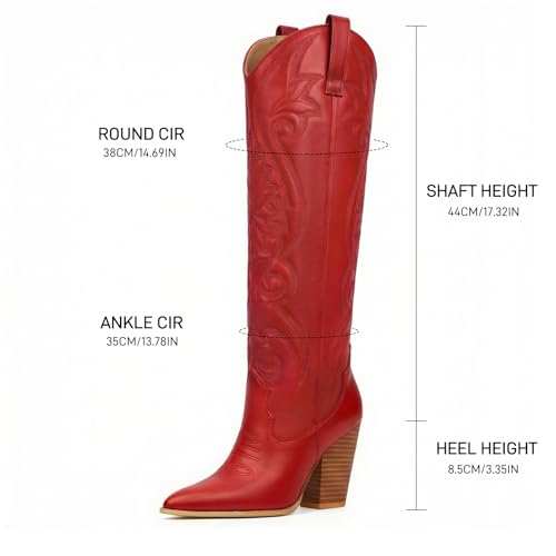 Image of WIRALOMI Cowboy Boots for Women Knee High Western Chunky Heel
