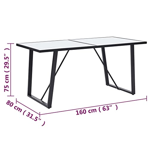 Table de bar blanche 160 x 80 cm en verre pour cuisine moderne et bureau - 3