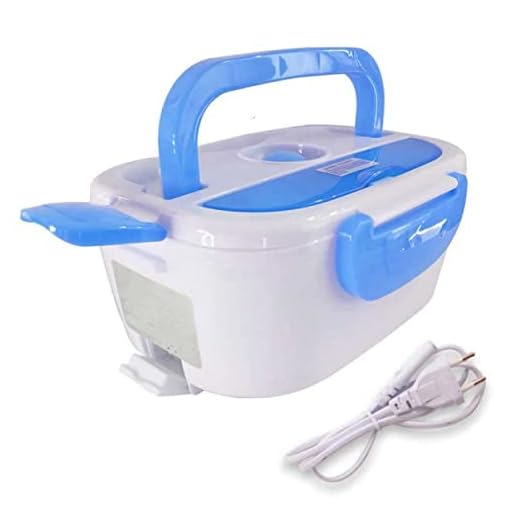 Marmita Elétrica Azul Lancheira Com Divisória 110V Para Almoçar ou Jantar Automática Marmiteira Automática
