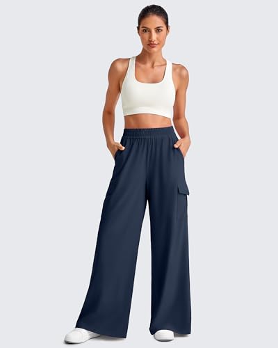 G4Free Travel Pants Wide Leg Pants Women Petite Palazzo Pants Summer Breathable Quick Dry Cargo Hiking Pants (Dark Navy XXL,27") — view 5