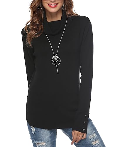 LYHNMW Women Cowl Neck Sweaters Turtleneck Long Sleeve Lightweight Knit Stretchable Loose Fit Sweater Pullover Warm Tops3