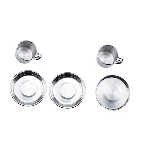 ifundom 1Set Outdoor Stainless Steel Cookware Set Portable Camping Cookware Kit for Picnics Barbecues and Hiking Includes Frying Pan Large Pots Cups Plates Lid