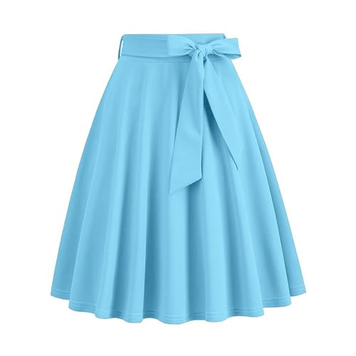 Vintage Pleated Skirt for Women Bowknot High Waist Skater Knee-Length Skirt Party Dinner Formal Casual A-Line Skirts2