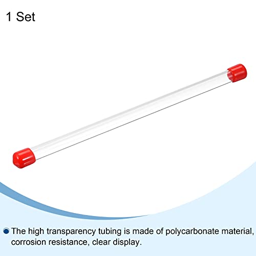 Image of PATIKIL Clear Rigid Tube Round Plastic Tubing with Red Rubber Caps Polycarbonate Water Pipe, 305mm / 12 Inch Length, 6mmx8mm /0.23 inchx0.31 inch, 1 Set