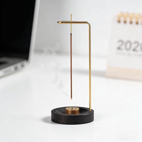 2 in 1 Incense Holder, Reverse Incense Burner with Cone Reel and 9 Holes Incense Holder, Retro Wooden Incense Burner for Home Office Decor, Yoga Meditation, Black — view 5