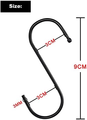 10 PCS Heavy Duty S Hooks Shaped Hooks Stainless Steel S Shaped Multifunctional Hanger Hooks Large Heavy-Duty Hooks for Kitchen Office Bathroom Closet Bedroom Workshop Garden - Black