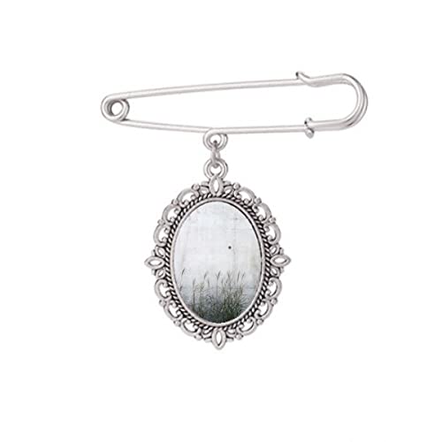 Broche en métal noir et blanc motif littérature pour robe taille M