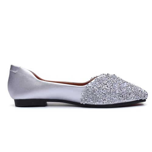 Flats Shoes Women Rhinestone Square Fashion Ballet Flats Wedding Flats for Women Comfortable Slip on Low Heel Dress Shoes4