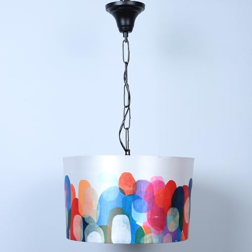Image of Tu Casa Abstract Print Fabric Glow Pendent Light Hanging Lamp For Bedroom, Living Room, Lounge, Office, Gifting Area Without Bulb For Home Decoration (Height - 20 inch)