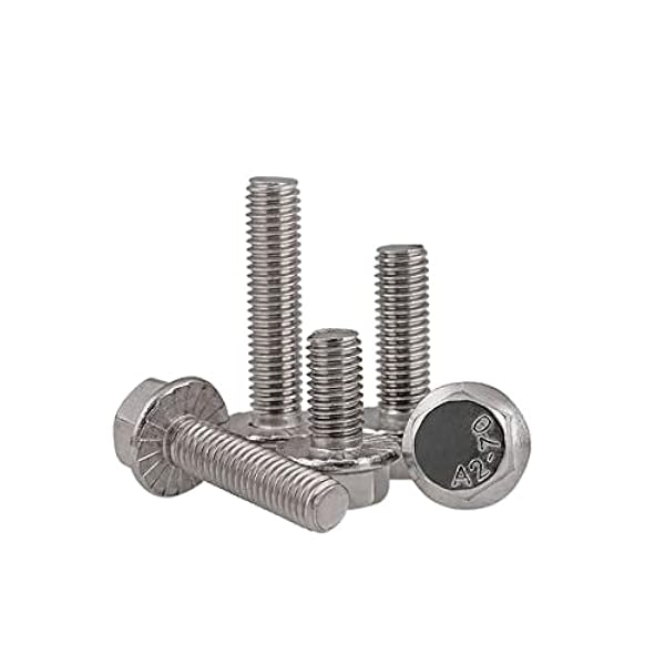 Zeskantschroeven 2 pc's M10 flensbouten 5789 Hexagon kop flens bout A2-70 hex-kop flensschroef met tand M10*16/20/20/30/40/50 mm (Size : 20mm)