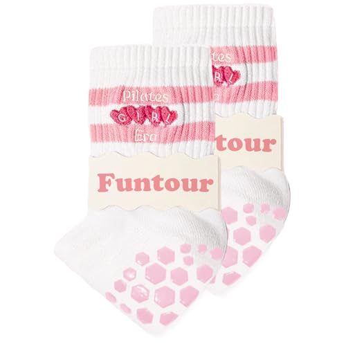 Image of Pilates Grip Yoga Socks For Women Barre Socks Cute Athletic Non Slip Sock | Soft cotton, breathable Non-slip grip sole Ruffle embroidery design For pilates barre yoga Cute women's gift