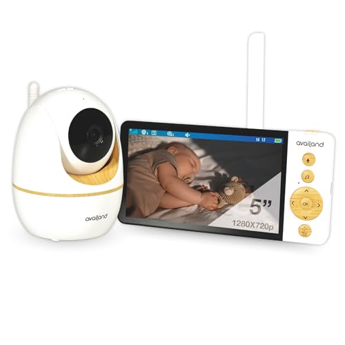 Availand | Sphera LCD 5” - Baby Monitor Video e Audio HD, Sistema di Fissaggio Adattabile, Modalità VOX, Audio Bidirezionale, Copertura 300m, Batteria Durevole, Visione Notturna, (2º Generazione)