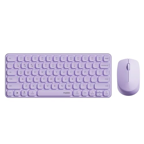 Image of Rapoo Multi-Device Keyboard and Mouse Combo, 2.4GHz /Bluetooth 5.0 /4.0 Wireless Keyboard & Mouse Set for Windows /Mac /Linux /Chrome, Support 4 Devices, Low-Profile Silent Click, Battery Powered, Purple