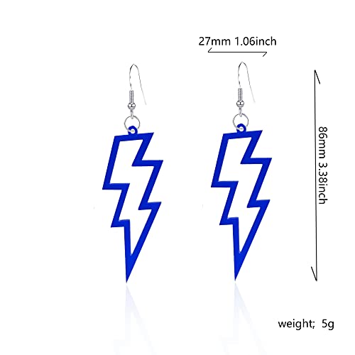 Punk 80s 90s Neon Earrings for Women Lightning Bolt Jewelry Retro Neon Earring Dangle Costume 80's Party Accessories4
