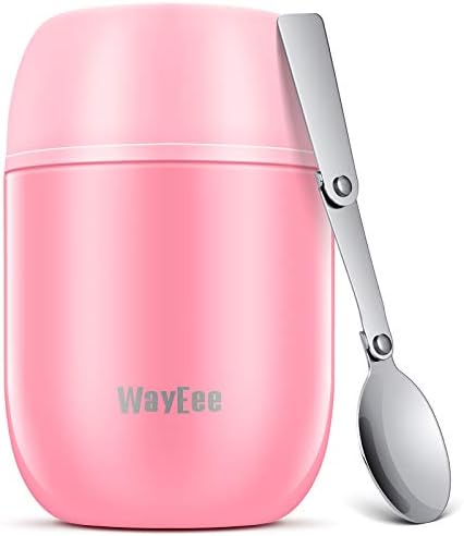 SANTECO Récipient isotherme alimentaire 500 ml, 18/8 en acier inoxydable, récipient alimentaire, tasse isotherme avec cuillère et sac portable, 12 heures de chaleur et de froid