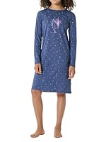 Schiesser Mädchen Langarm-Horse World Nachthemd, Jeansblau_181825, 128