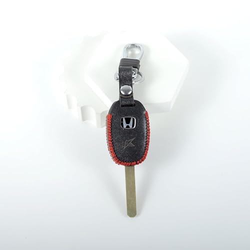 Image of Leather Smart Car Key Cover Case for Honda Amaze, Brio, Civic, City, CRV, Brv etc 2 Button (Black)