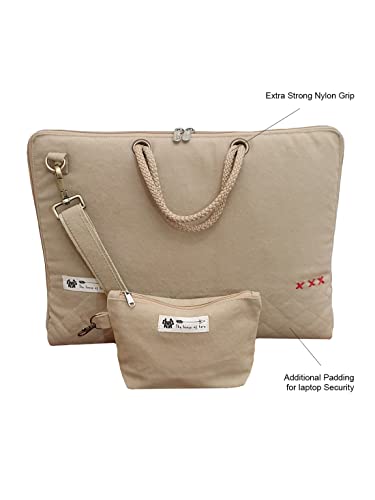 Image of The House of Tara Unisex Messenger Bags | Flax Yellow Laptop Messenger Bag made with Canvas | Fits upto 15.6 Inches Laptop /MacBook | Comes with Detachable Zip Pouch | Crossbody Sling Bag For Men Women