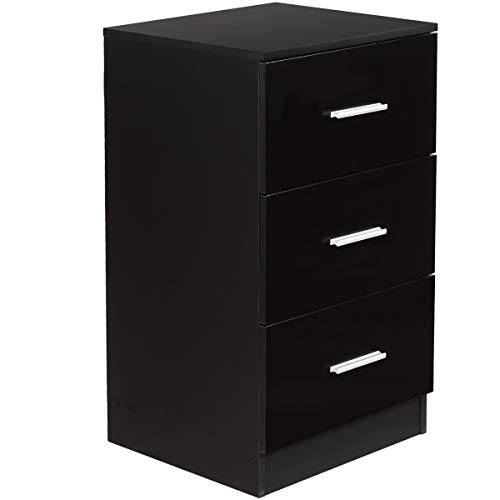 COSTWAY Caisson de Bureau avec 3 Tiroirs pour Feuilles A4, Lettre,Dossiers et Documents, Meuble de Rangement, 37 x 34 x 66,5 CM (Noir, Lot de 1)