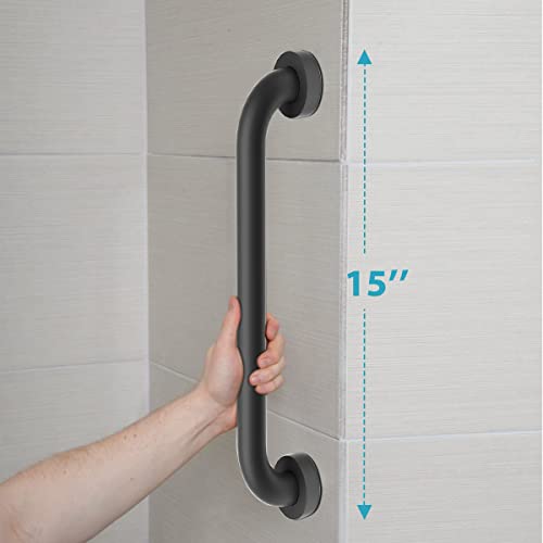 Gabrylly Matte Black Shower System, Wall Mounted Slide Bar Shower Faucet Set Complete,15“ Grab Bar Handle,Matte Black #TOP5