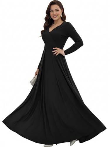 Image of KOH KOH Womens Long Sleeve Empire Cocktail Elegant Evening Versatile Maxi Dress