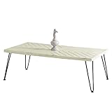Welland 47' Long Coffee Table with Metal Legs,Washed White Painted Rustic Accent Coffee Table,...