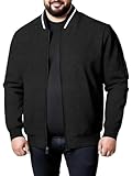 SONICDEGREE Fleece Lined Bomber Jacket Big and Tall for Men Corduroy Quilted Varsity Fall Baseball Outwear, 7XL Black