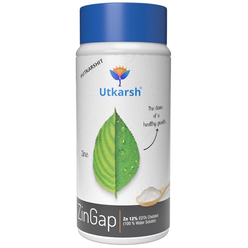 Image of Utkarsh Zinc - 12% EDTA Chelated, 100% Water Soluble Fertilizers for Plants, Micronutrient for Green Foliage, Home Garden, Plant Growth Booster | ZinGap (1 Kg; Pack of 1)