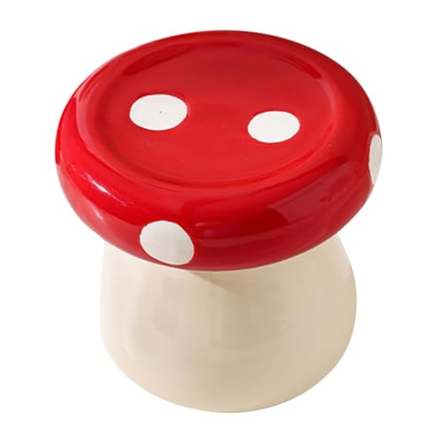 CONGARTENO Mushroom Toothpick Holder Dispenser Toothpicks Tooth Pick Holders Decorative Ceramic Toothpick Dispenser For Home Kitchen Restaurant Red